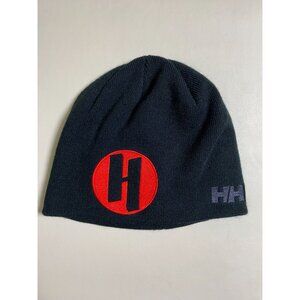 Helly Hansen Black Beanie Hat Embroidery Winter Ski Cap Warm Unisex Fleece OS